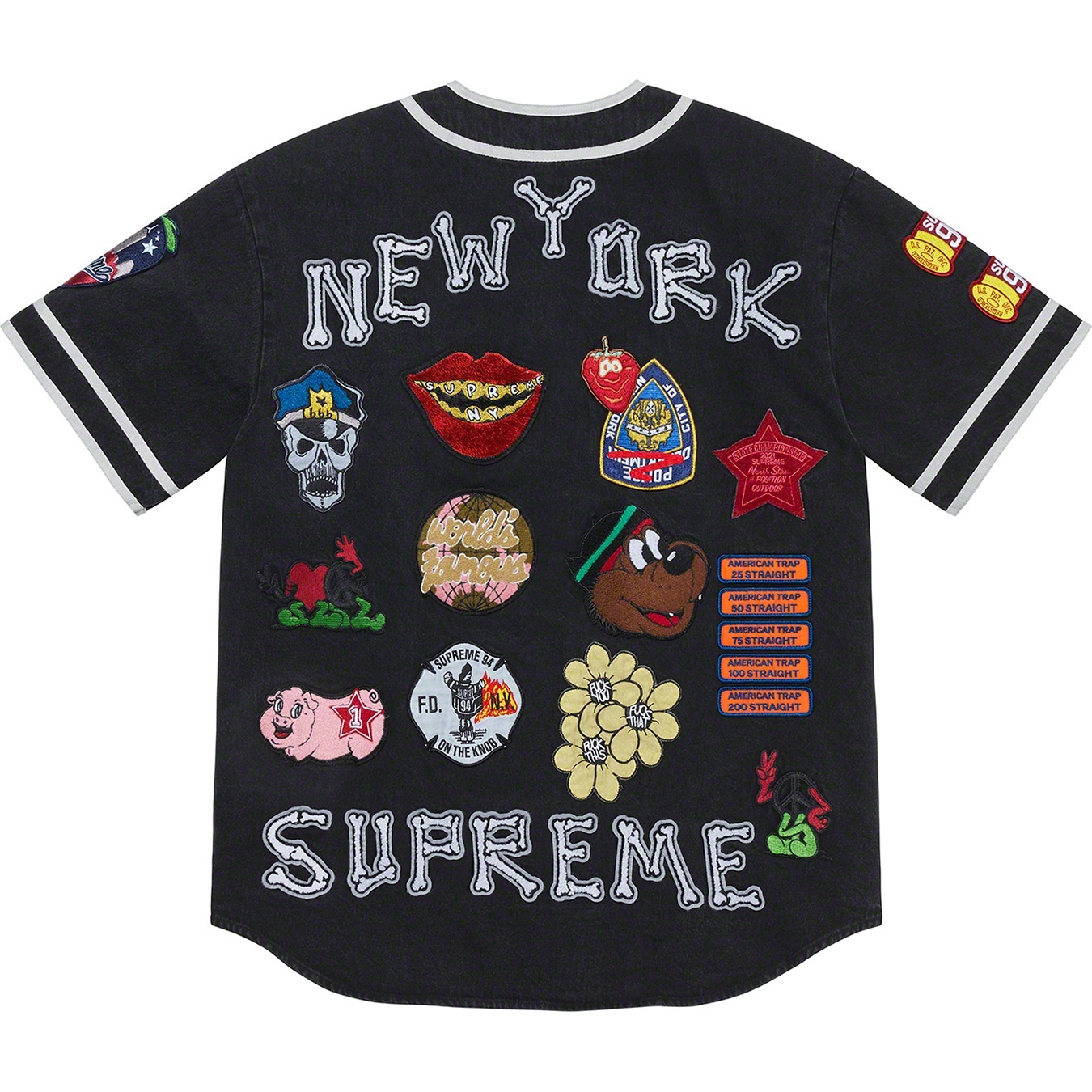 Patches Denim Baseball Jersey view 4